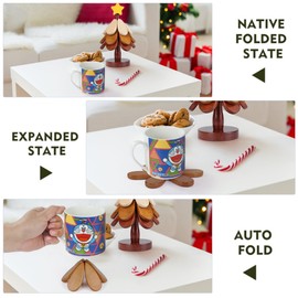 Hinpote Wooden Trivets for Hot Dishes, Tree Trivet Wooden Tree Coasters Christmas Tree Coasters Wooden Set of 3, Table Decor Coaster for Home and Restaurant