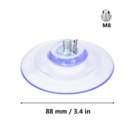 AccEncyc Large Suction Cup with Screws 85mm/ 3.4" Plastic Suction Pads 4 Pack Clear PVC Sucker Pads with M8 Screw Nut Extra Strong Adhesive Glass Suction Holder
