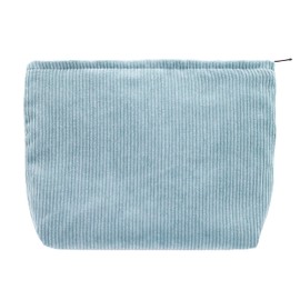 PAZIMIIK Makeup Bag Large Zipper Corduroy Make Up Pouch for Purse Travel Canvas Cosmetic Organizer for Women Brush Storage,Blue