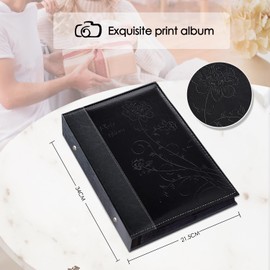 Miaikoe Photo Album 10 x 15 300 Photos Slip In, Large Capacity Leather Cover Picture Albums Holds 300 Horizontal 10 x 15 cm Landscape Photos for Wedding Family (Black)