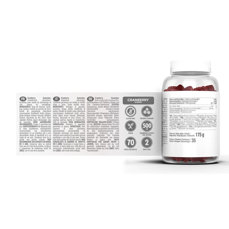 VITALDIN Cranberry Gummies – 500 mg of Cranberry Extract per