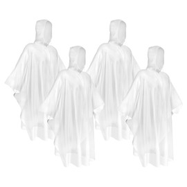 TORASO Rain Poncho with Hood for Adults, Disposable Clear Rain Poncho Adult Emergency Raincoats Disposable（YP, 4pcs）