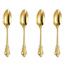 KEAWELL Cucharitas de lujo de 6.3 pulgadas, acero inoxidable 18/10, hermosas cucharas pequeñas, agitando, mezclando, azúcar, pastel, cucharas de postre, mini cucharas antipasto (dorado)