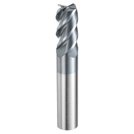 HARFINGTON Carbide Square Nose End Mill Bit 1/2" Cut Dia 4 Flutes TiAlN Coated Milling Cutter for Hardened Steel Metal (1/2" Shank 1" Cut Length 3" Long 45 Degree Helix HRC53-55)
