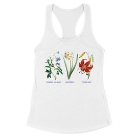Subtle FDT Flowers Tank Top Fitted Racerback Women's X-Large White
