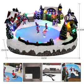 TOYESUNA Christmas Decoration Musical Snow Village Figurines Display Skating Pond Christmas Snow Globe Aldea De Navidad with 8 Music for Kids Gift Christmas Decor Home Decoración De Escritorio Large