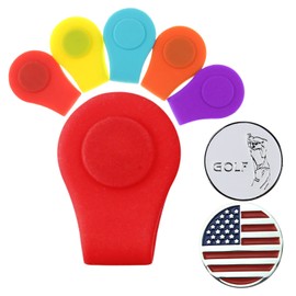 Crestgolf Golf Ball Marker Clip,Silicone Ball Marker Hat Clip Magnetic Holder Durable Removable Attaches Easily to Hats Caps Belt for Women Men Golfer,Pack of 5