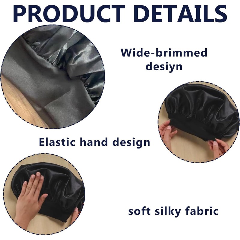 4-Pack Adjustable Shower Satin Caps for Women – Comfortable Sleeping
