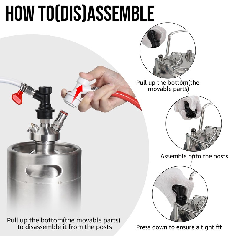 2 Pairs Ball Lock Keg Quick Disconnect, 5/16” & 1/4”