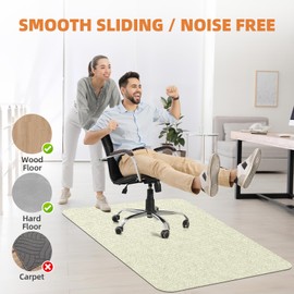 Office Chair Mat for Hardwood Floors 48"x36", Durable Non-Slip Large Tile Floor Protector, Anti-Scratch Thick Heavy-Duty Recyclable Gliding Desk Mats for Computer Rolling Chairs, Off White