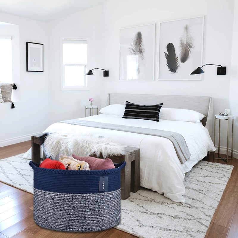 COMSE Extra Large Blanket Basket, Storage Basket, Woven Laundry Basket,