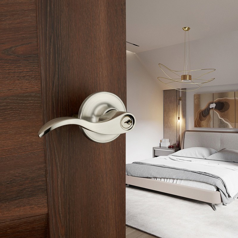 HENYIN Door Lever Handle Lock for Entrance, Passage and Bathroom