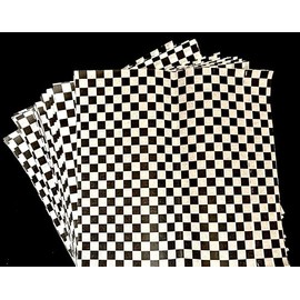 Grease Resistant Sandwich Wrap and Basket Liner, 12" x 12", Pack of 1,000 Sheets available in Black Gingham Checkered Print. (480BK)