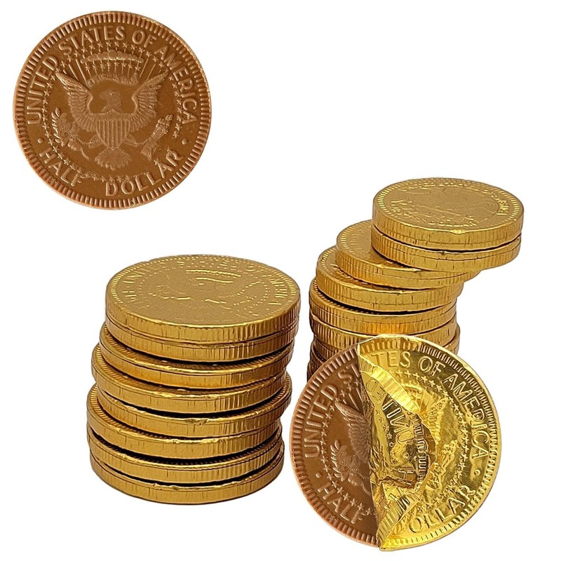 Gold Half-Dollar Milk Chocolate Coins Gelt, Made with Premium Belgian