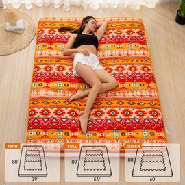 Dr.Futon Japanese Floor Futon Mattress Extra Thick Folding Roll Up Bed Topper Mat for Guest,Lounger and Tavel