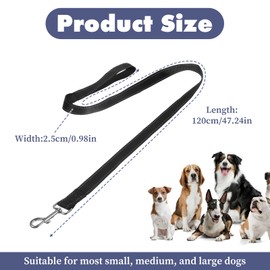 Heclia 4FT Black Strong Dog Leash with Double Handle Dog Leash Strong Reflective Control Leashes for Dogs No Pull for Medium Small Dogs No Tangle Training Leashes Night Safety Walking Leading