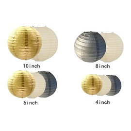 GAKA FAVOR Set of 10 Paper Lanterns Gold/Silver/White, Hanging Decoration Paper Lanterns Decoration, Paper Lanterns for Wedding, Christening, Birthday, Communion, Valentine's Day, Mother's Day Party