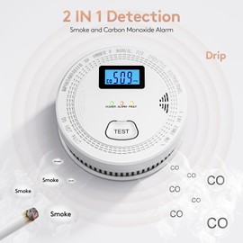2 Packs, 2 in 1 CO & Smoke Detectors,Carbon Monoxide Detectors,Smoke Detector Battery Powered,（Include 3 * 1.5V AA Battery）,85 db Smoke Alarm,Fire Alarm,Easy Install,Portable