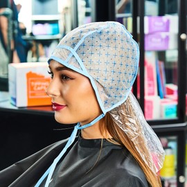 Colortrak 24 Disposable Caps with 2 Needles Kit for Tipping, Hair Color and Highlighting, Lined Cap with Neck Protector Minimizes Color Bleeding, Pull-Out Visor Protects Face, Flap Protects Skin