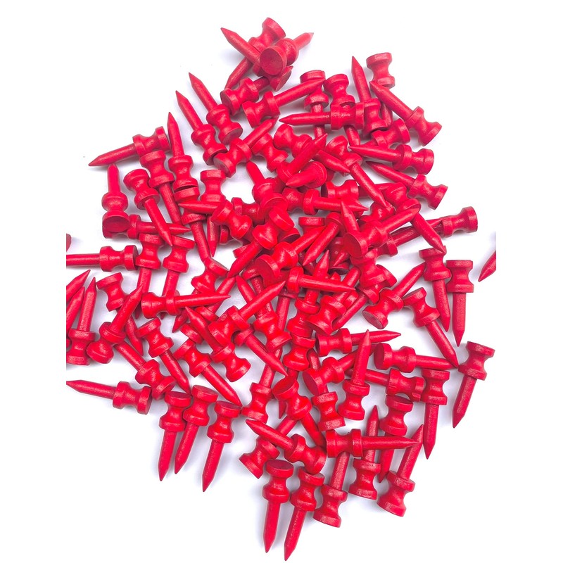 TH Golf x100 Pcs Bamboo Red Castle Golf Tees 32mm