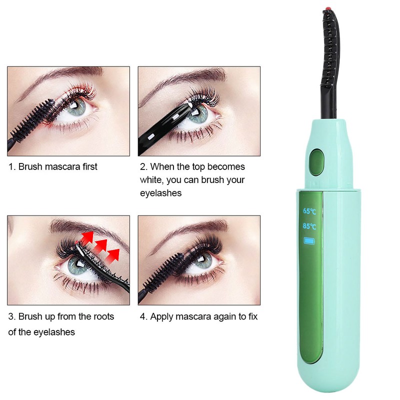 Electric Eyelash Curler LongLasting Heated Curler Natural Eyelash Perming Tool(Green