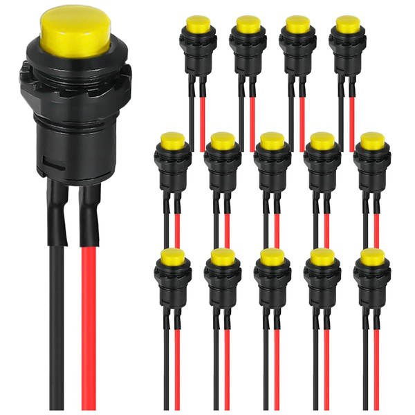 MKBKLLJY Self-Locking Switch 12 mm Yellow Mini Locking Push Button