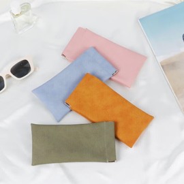 QFSH 4Pcs Soft Eyeglasses Case PU Leather Sunglasses Case Squeeze Top Pouch Portable Glasses Bags for Women Men