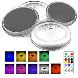 Toowell Solar Floating Pool Lighting, LED Pool Lighting Solar, Waterproof LED Pool Light with 12 Colour Changes, Waterproof Pond Lighting for Garden, Pond, Party, Pool Accessories, Pack of 4