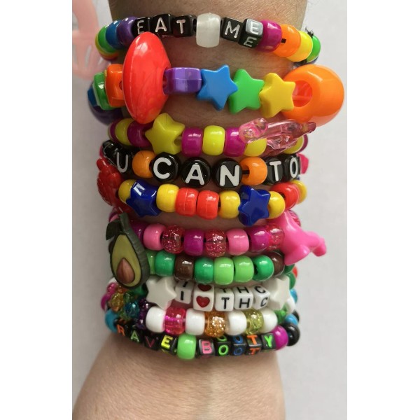 Handmade 10 Surprise Kandi Single Bracelets EDM EDC Festival Rave