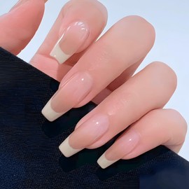 COLORBIRD Nail Tips, Long, 24 Pieces, Pink, White, Nail Tips, Short, Cute, Ballerina (R449)