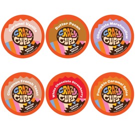 Crazy Cups Flavored Medium Roast Hot or Iced Coffee, Variety Recyclable Pods for Keurig K Cup Brewers, 24 Count