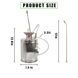 HOSTIC 1 Gallon Stainless Steel Sprayer Hand Pump Sprayer with Pressure Gauge Safety Valve Adjustable Nozzle for Gardening Lawn and Cleaning