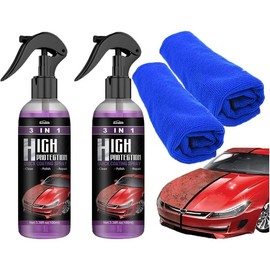 2 Pack 3 in 1 High Protection Quick Coating Spray,High Protection Quick Car Coating Spray,Car Coating Cleaning Spray,Quick Coat Car Wax Polish Spray for Cars (100 ML) engine  rust cleaner - quantity: 1pcs