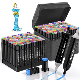 HomFilix Alcohol Markers, 120 Colors Dual Tip Art Alcohol Markers Set - Perfect for Coloring, Drawing, Sketching, Card Making and Illustration, Perfect for Adults and Kids