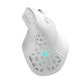 E9 Vertical MMO Gaming Mouse,24800 DPI,Tri-Mode Ergonomic Wireless Mouse with 10 Side Buttons,RGB Mouse for PC/Mac - White