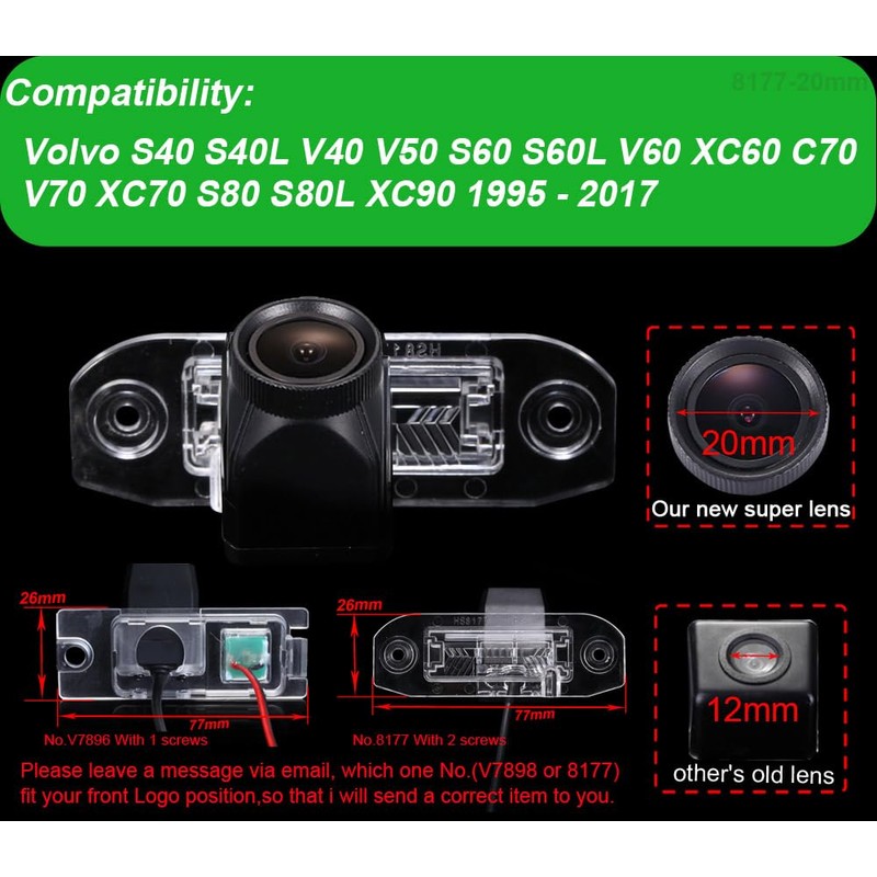 HD 720P Night Vision Car License Plate Backup Camera Waterproof