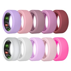 sylacor Ring Cover for Oura Ring Gen 4/ Gen 3, Anti-Scratch Elastic Silicone Oura Ring Case Protector for Men Women Working Out Gym (10Collors-2, S (6/7/8/9/10))