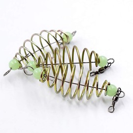 BESPORTBLE Pack of 12 Fish Bait Cage Feeder Basket Fishing Carbon Steel Olive Style Fishing Bait Feeder Holder Container with Luminous Beads Fishing Accessories