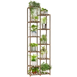 Bamworld Plant Stand Indoor 72'' Tall Plant Shelf Outdoor Large Wood Plant Rack Corner Flower Stand Tiered Plant Holder for Multiple Plants Pots for Patio Porch Balcony Garden