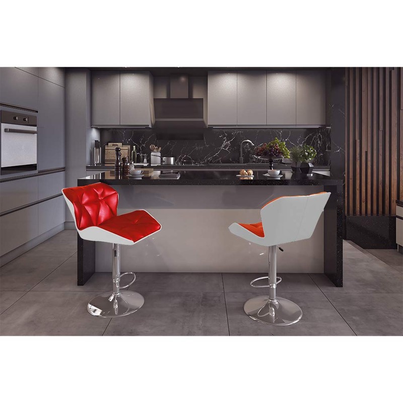 Modern Home Spyder Contemporary Adjustable Height Barstool/Bar Chair (White/Red)