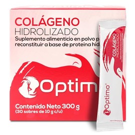 Soy Óptimo | Colágeno Hidrolizado | Sin Sabor - Sin Olor - Sin Azúcar | Suplemento Alimenticio | 30 sobres individuales de 10 g (En 1 caja) | Péptidos de Colágeno Hidrolizado Porcino