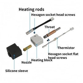 Upgrade Hotend for Kobra 3 Combo/Kobra 3 V2 Combo Print Head Extruder Kit Heater Block Heating Cartridge Thermistor with Extra 2 Pack 0.4mm Brass Nozzle for Anycubic