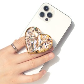 OnTheGrip Cute Natural Seashell Design Heart Shape Collapsible Mobile Phone Grip Stand Holder for Smartphone Tablet Cell Phone Accessory (Leopard)