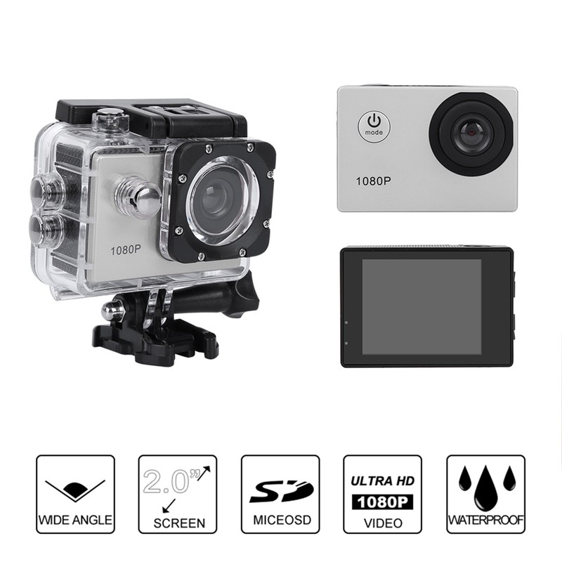 1080P HD 2inch LCD Screen Sports 30m Waterproof Action Camera
