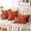 MIULEE Rust Corduroy Pillow Covers Pack of 2 Boho Fall