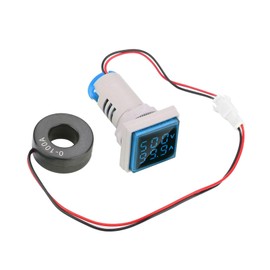 LED Digital Display, Voltage Tester 60-500V 0-100A AC Volt, Volt Amp Meter, Dual Display, Volt Amp Meter, Current Meter, 22mm (Blue)