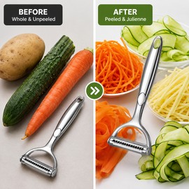 Double-Head Vegetable Peeler for Kitchen Prep – Stainless Steel Fruit Peeler & Julienne Slicer for Daily Cooking