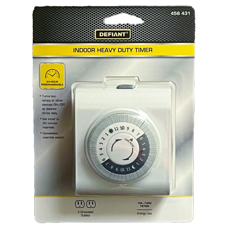 DEFIANT 15 Amp 24-Hour Plug-In Heavy-Duty Timer with 2-Grounded Outlets