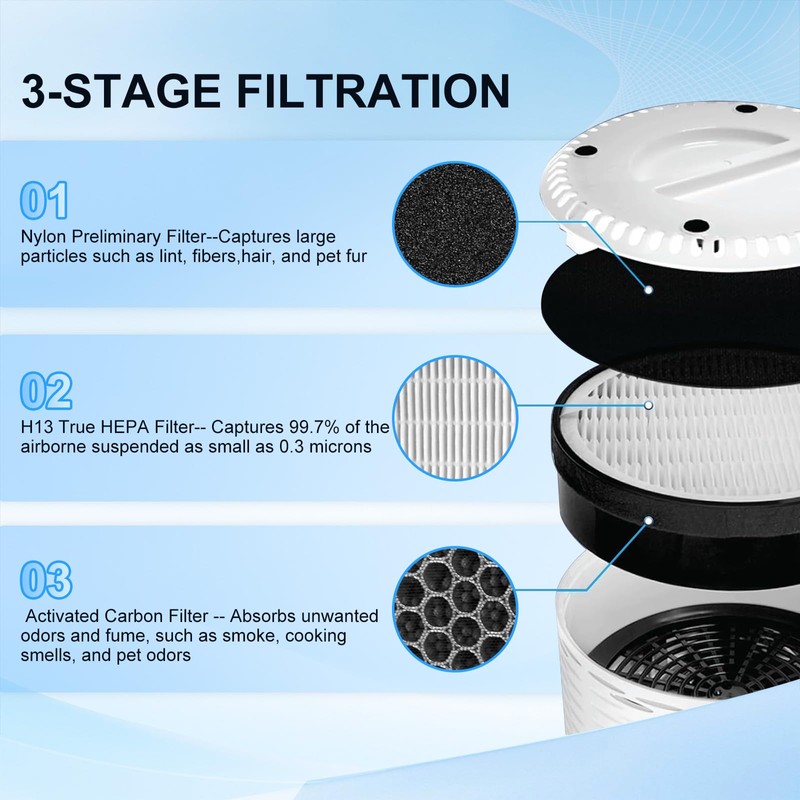 LV-H132 Replacement Filter Compatible with LEVOIT: 3-in-1 H13 True HEPA