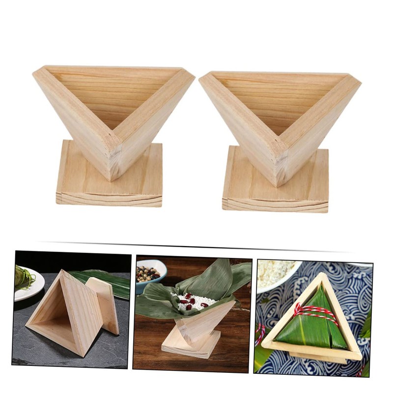 LABRIMP 2Pcs Wooden Rice Ball Molds Triangle Moulds for Rice